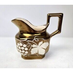 Vintage Gray's Pottery Creamer Gold Luster Grape and Vine England Hand Painted